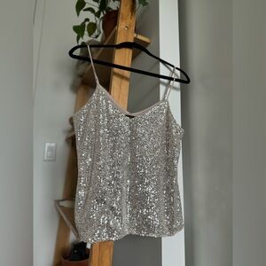 Silver Sequin Tank Top